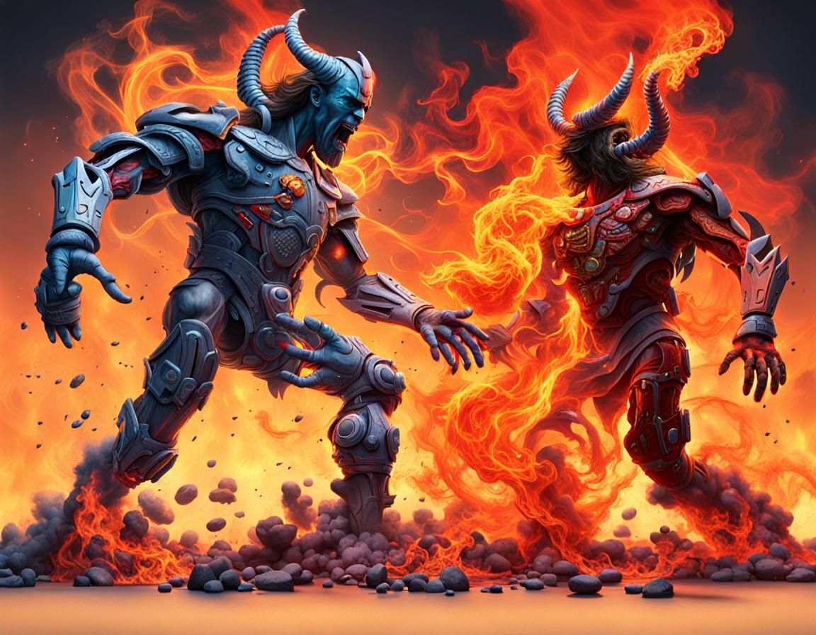 mankind being slaughtered by AI and Satan together