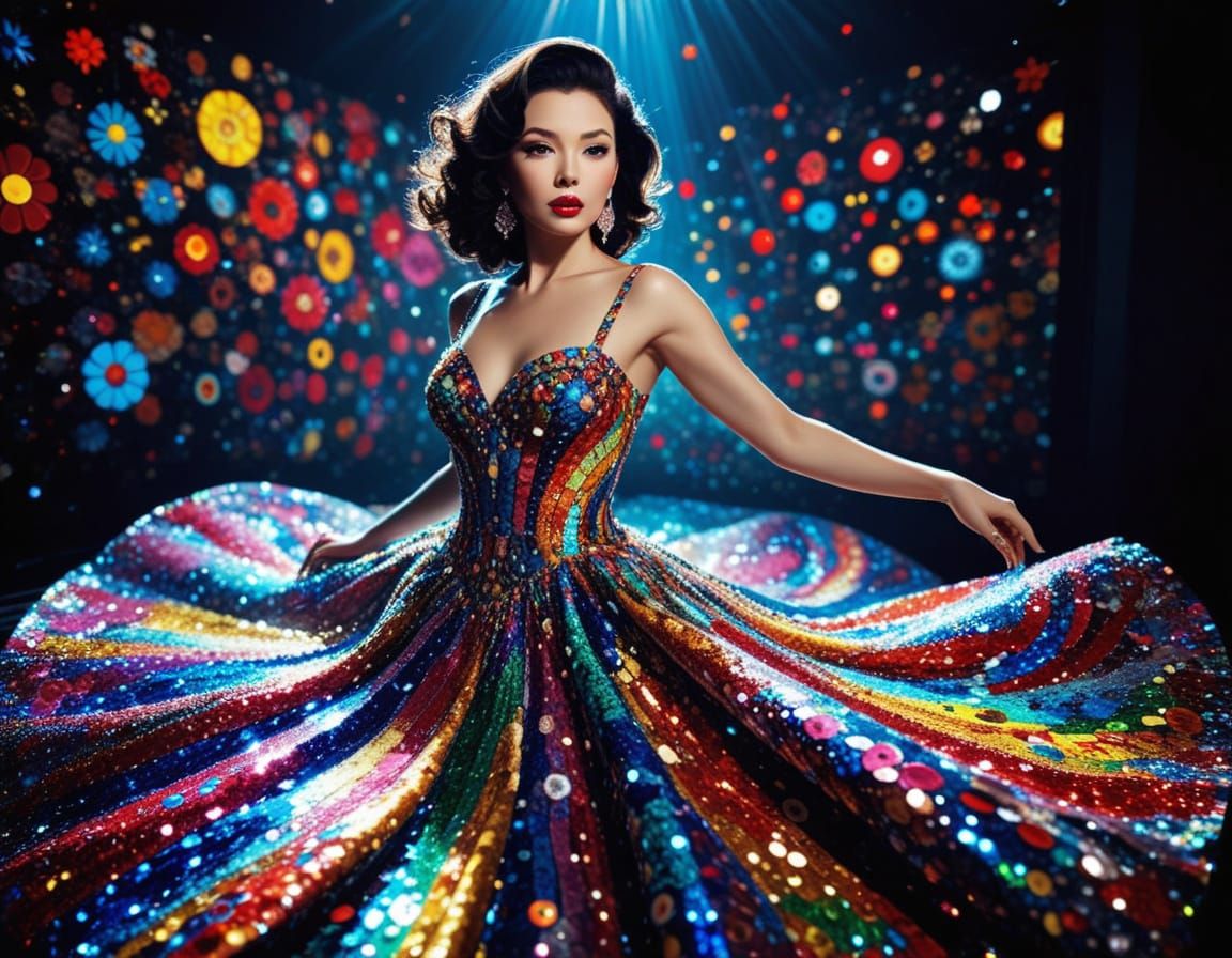 Vibrant Nightclub Dance in Sequins