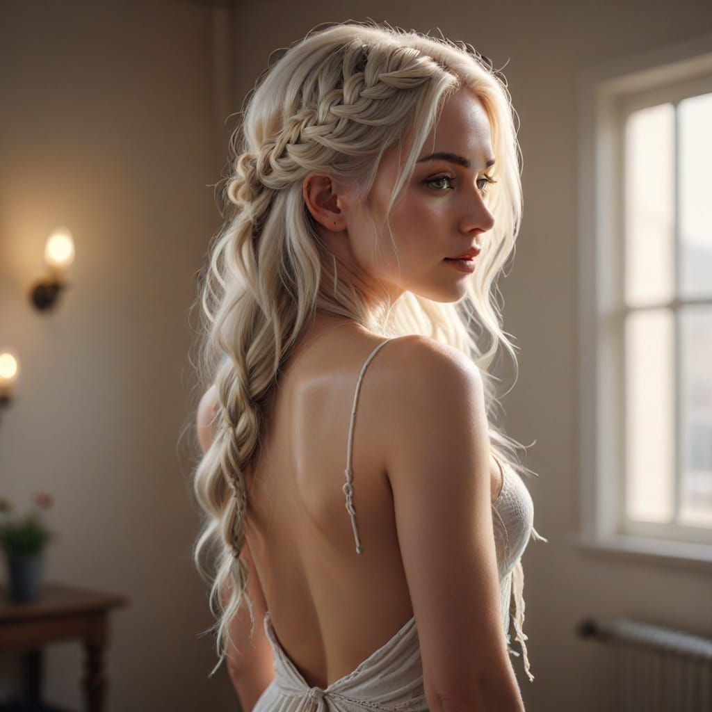 Vibrant White Blonde Goddess Captured in Cinematic Perfectio...