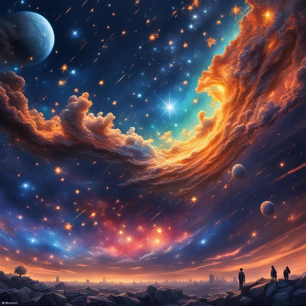 Hyperrealistic Starry Sky Splash Art