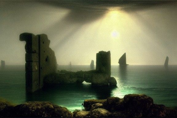 Misty Ruins of Shadow Isles in Bocklin Style