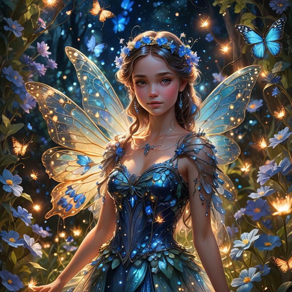 Fairy Princess in Lush Garden, Digital Art