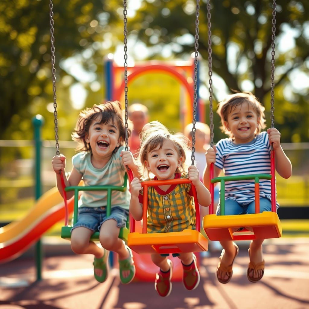 Children at Play in a Sunny Park