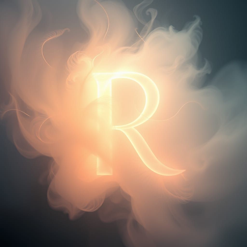 Ethereal Letter R in Soft, Dreamy Aura