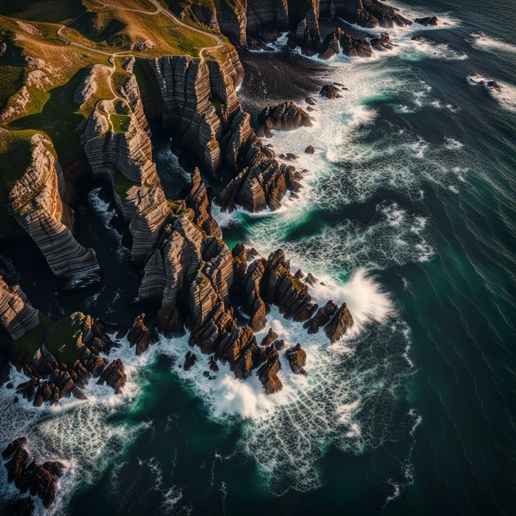 Dramatic Scottish Coastline at Golden Hour
