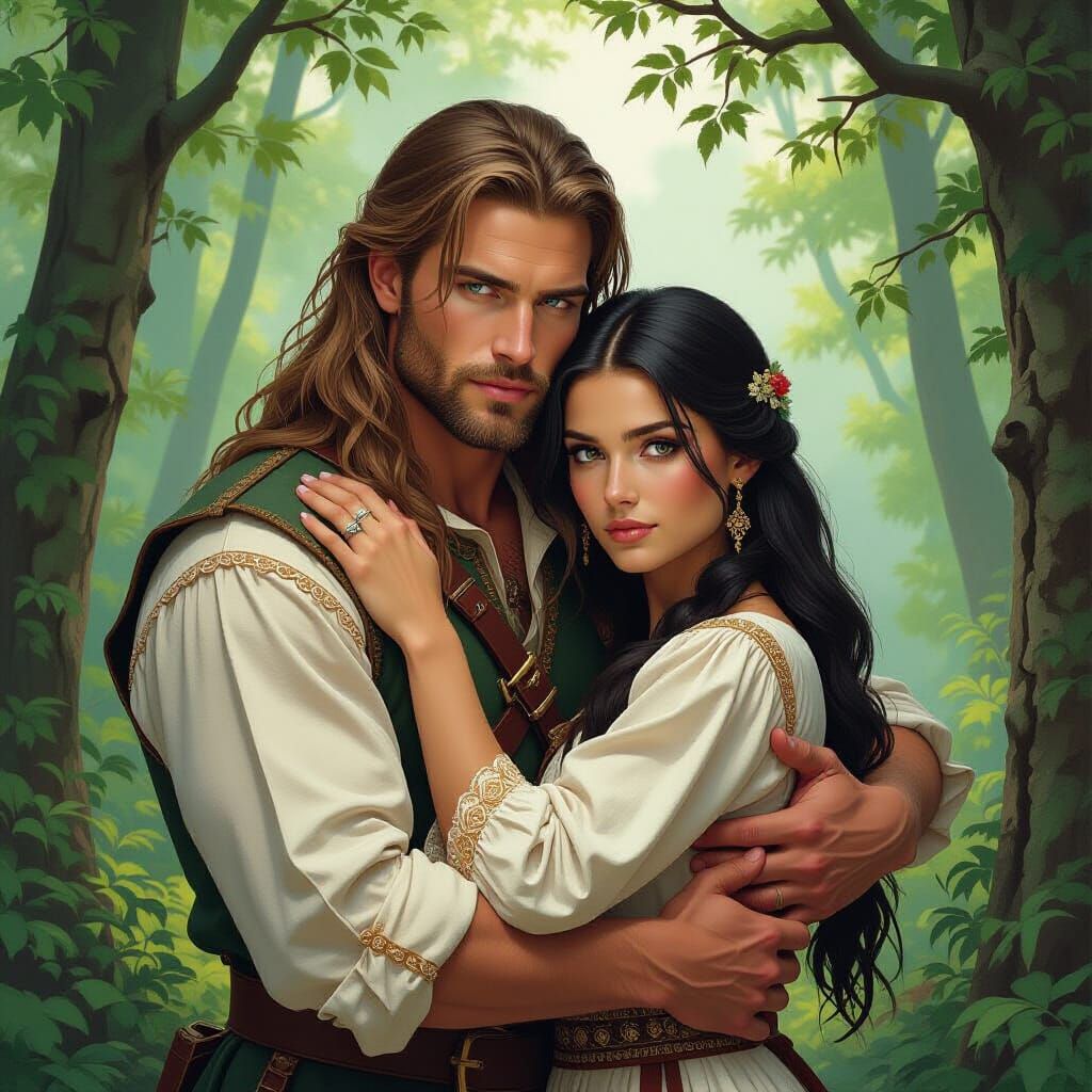 Lithuanian Embrace in Lush Forest, Detailed Render