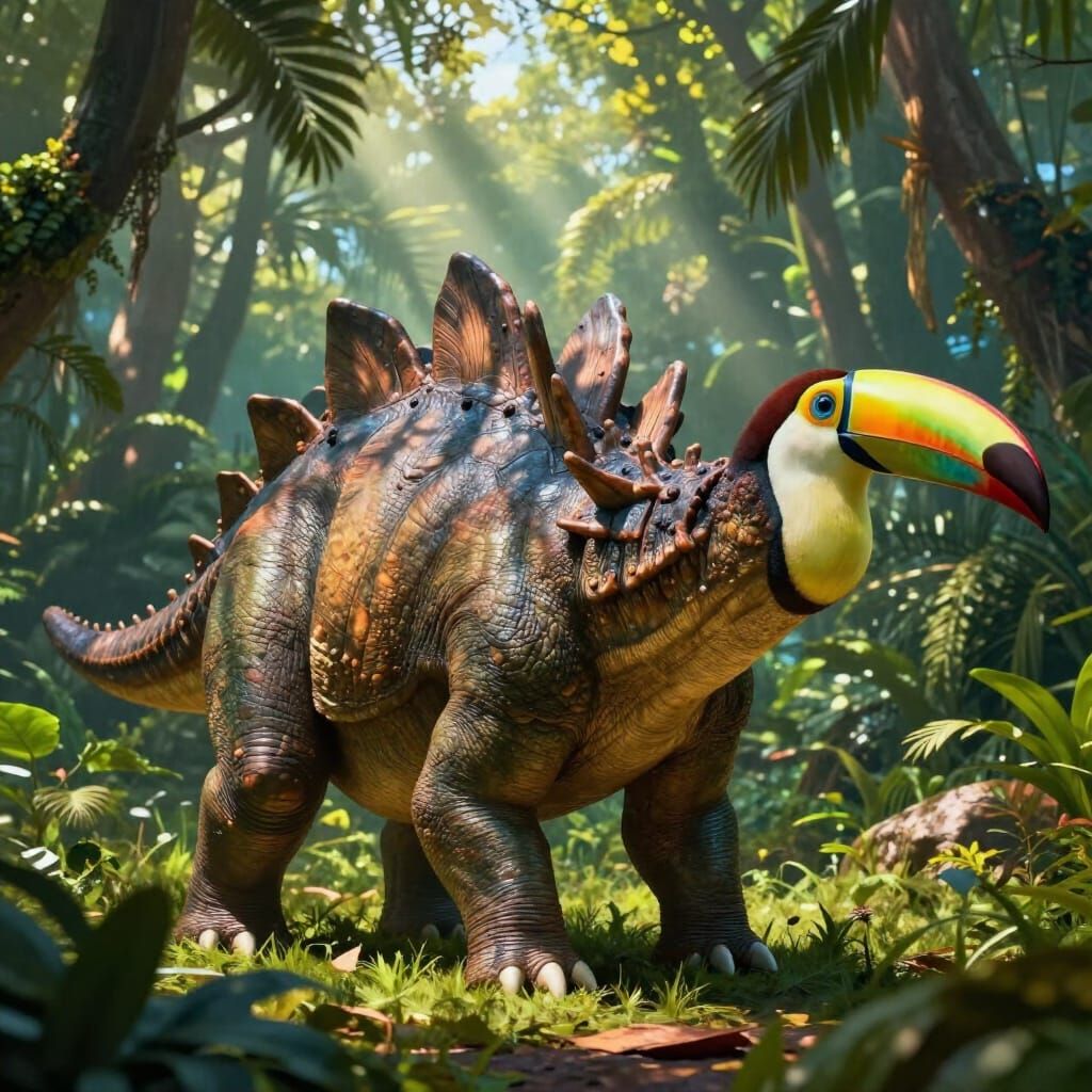 Stegosaurus Toucan Hybrid Creature