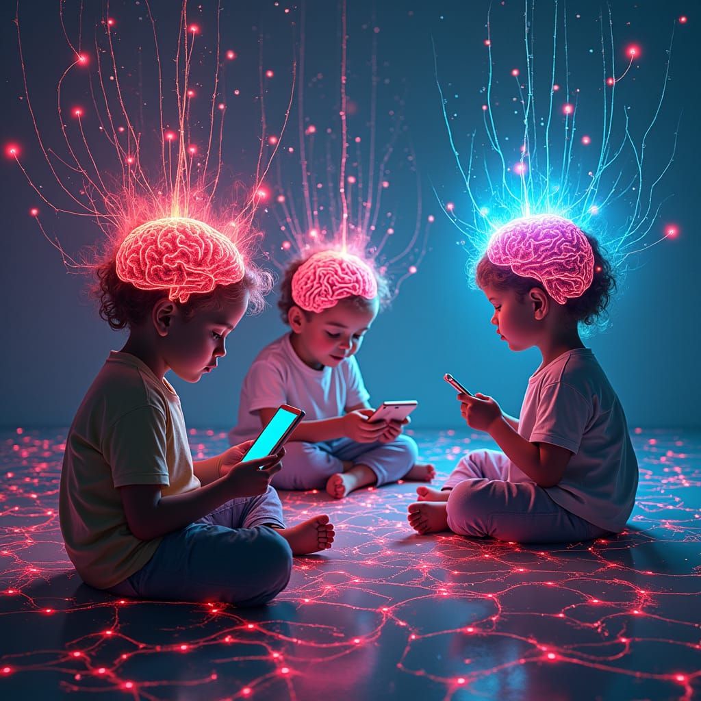 Children Surrounded by EMF: A Futuristic Illustration