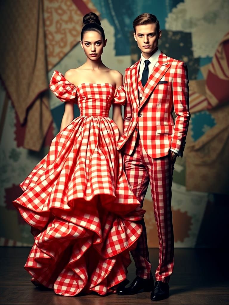 Avant garde dish towel and table cloth gingham pattern haute...