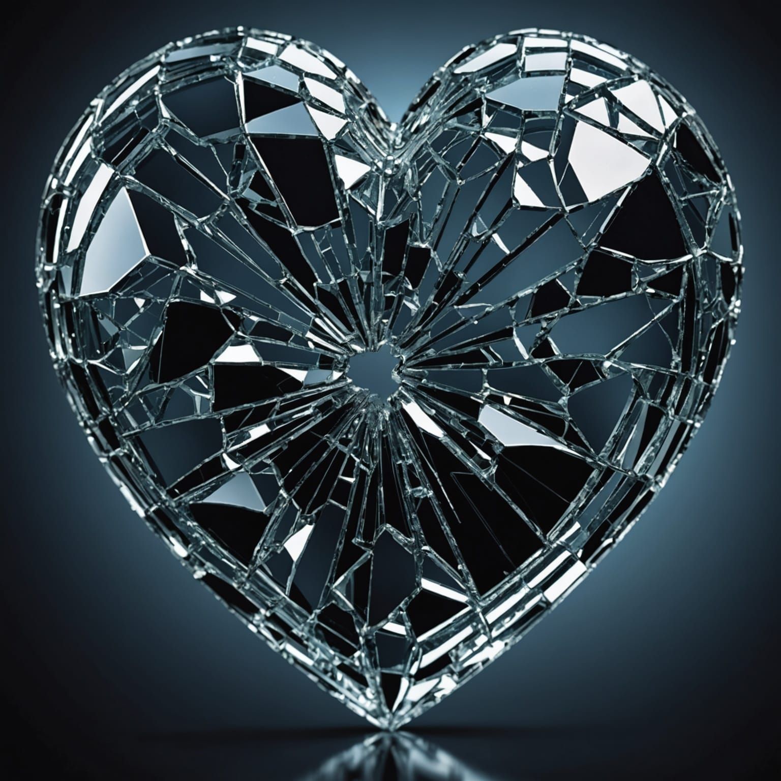 Shattered Glass Heart in Hyperrealistic Detail