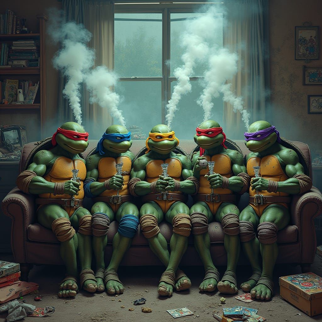 Turtle Brothers Chill Out in a Gritty Suburban Lair