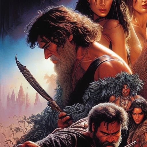 Detailed Portrait of Hermit in Jungle, Digital Art