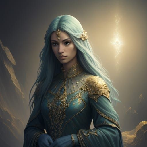 Mystical Figure in Dimming Room, Golden Eyes