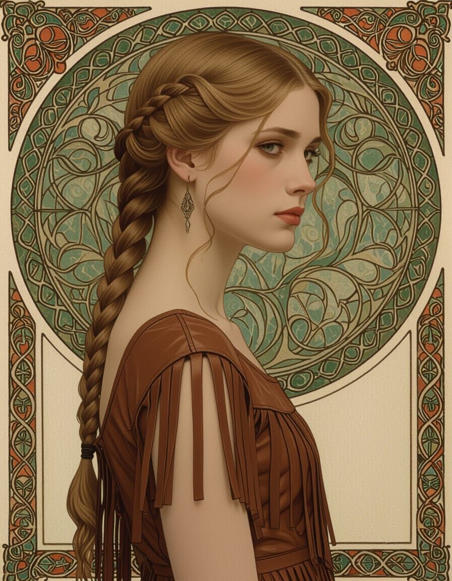 Melancholic Blonde Woman in Profile, Pre-Raphaelite Style