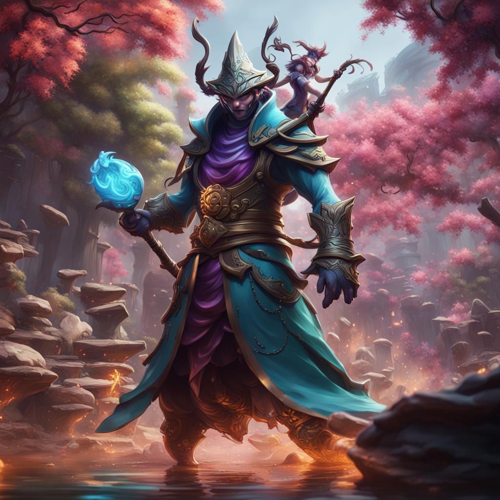 Masterful Shen Splash Art in Detailed Matte Style