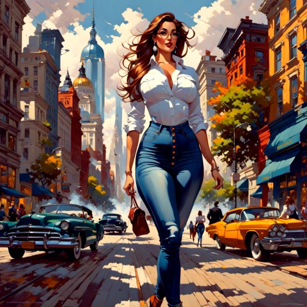 Glamorous Businesswoman in City Streets