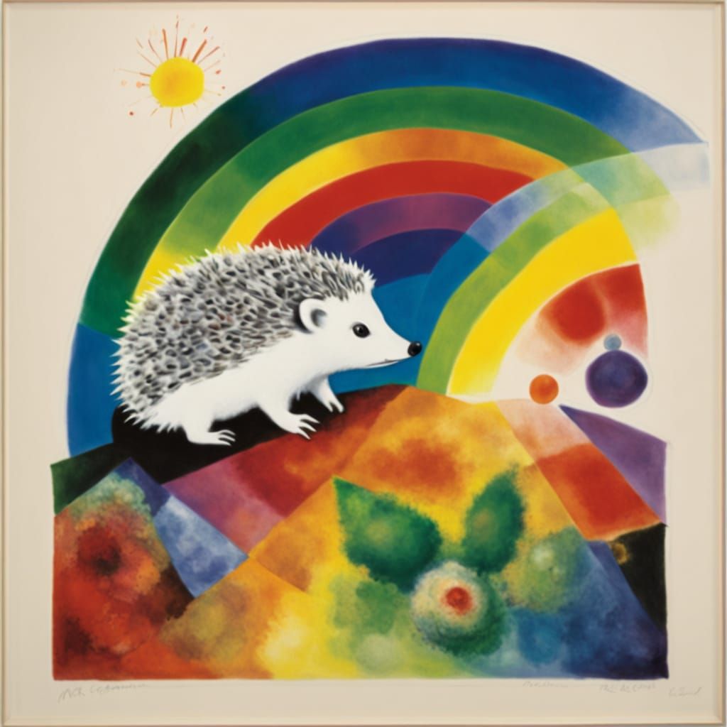 Hedgehog's Rainbow Prism Experiment: Surreal Art