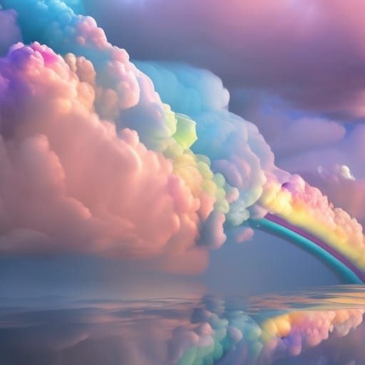 Rainbow Cloud Swirls in Volumetric Light