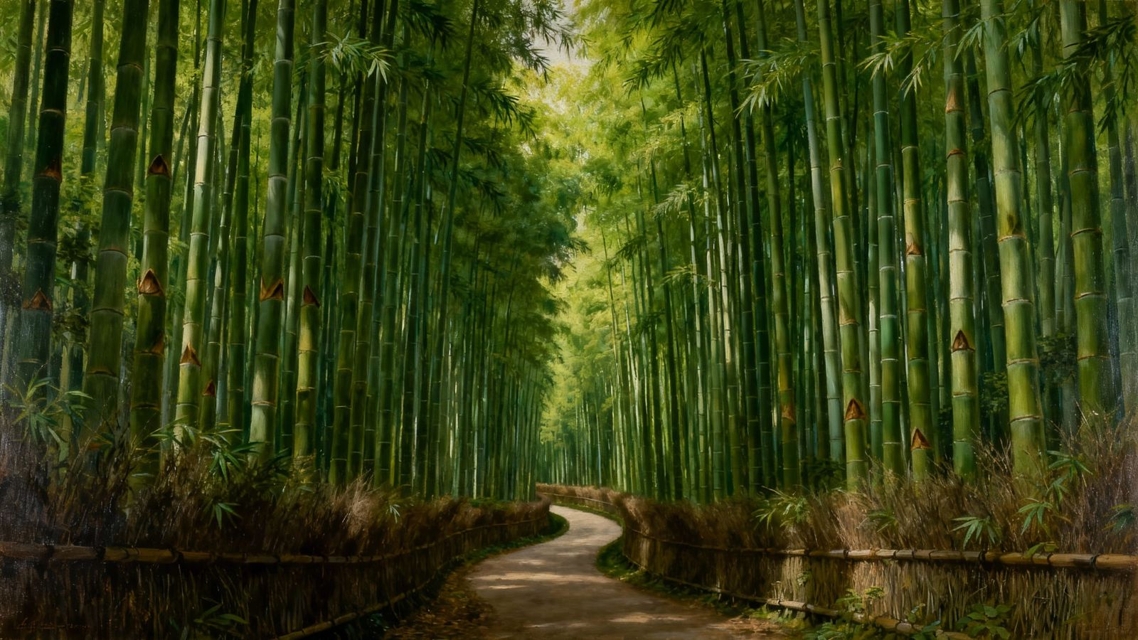 Arashiyama Bamboo Forest Trail in Hyperrealistic Style