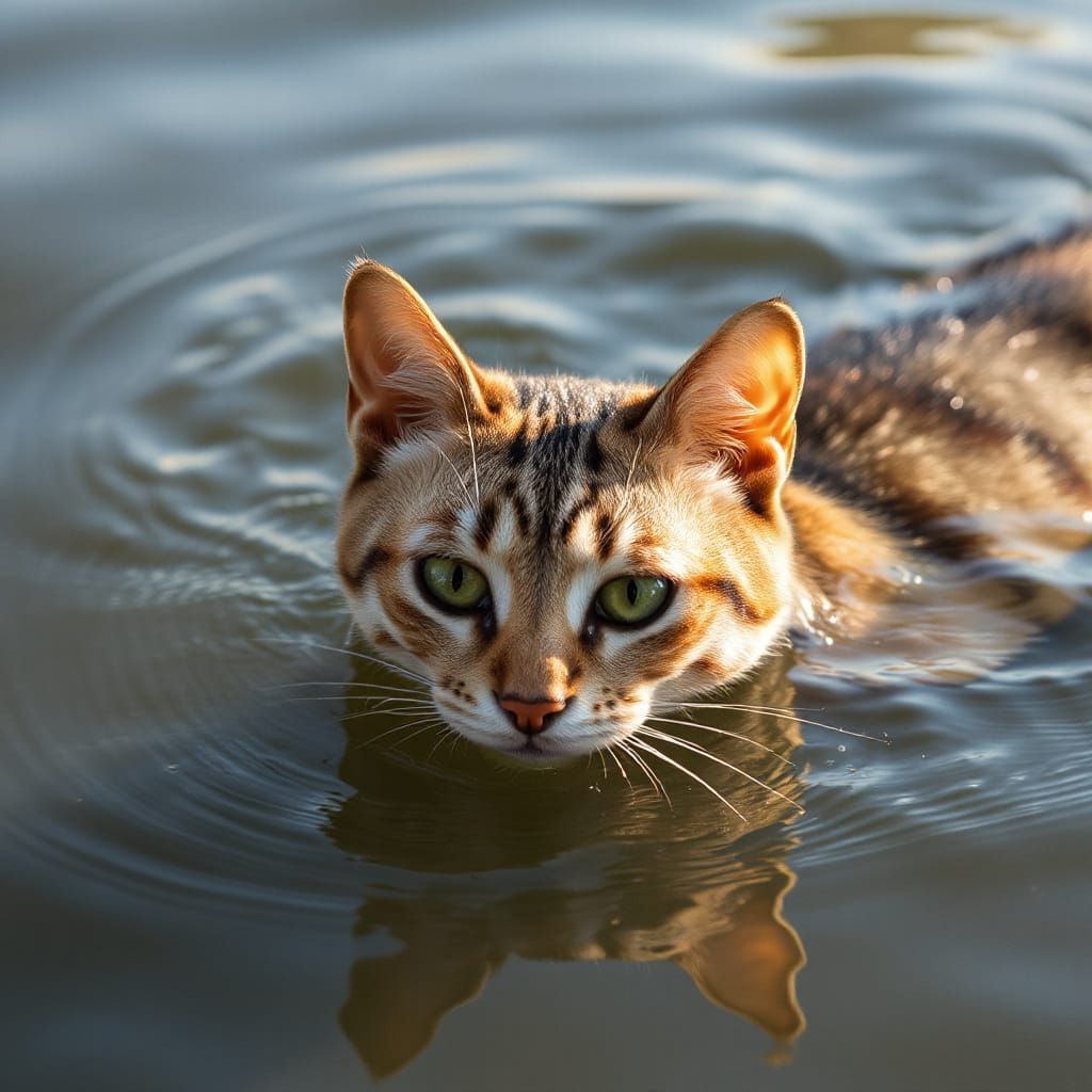 AI Cat Swimming