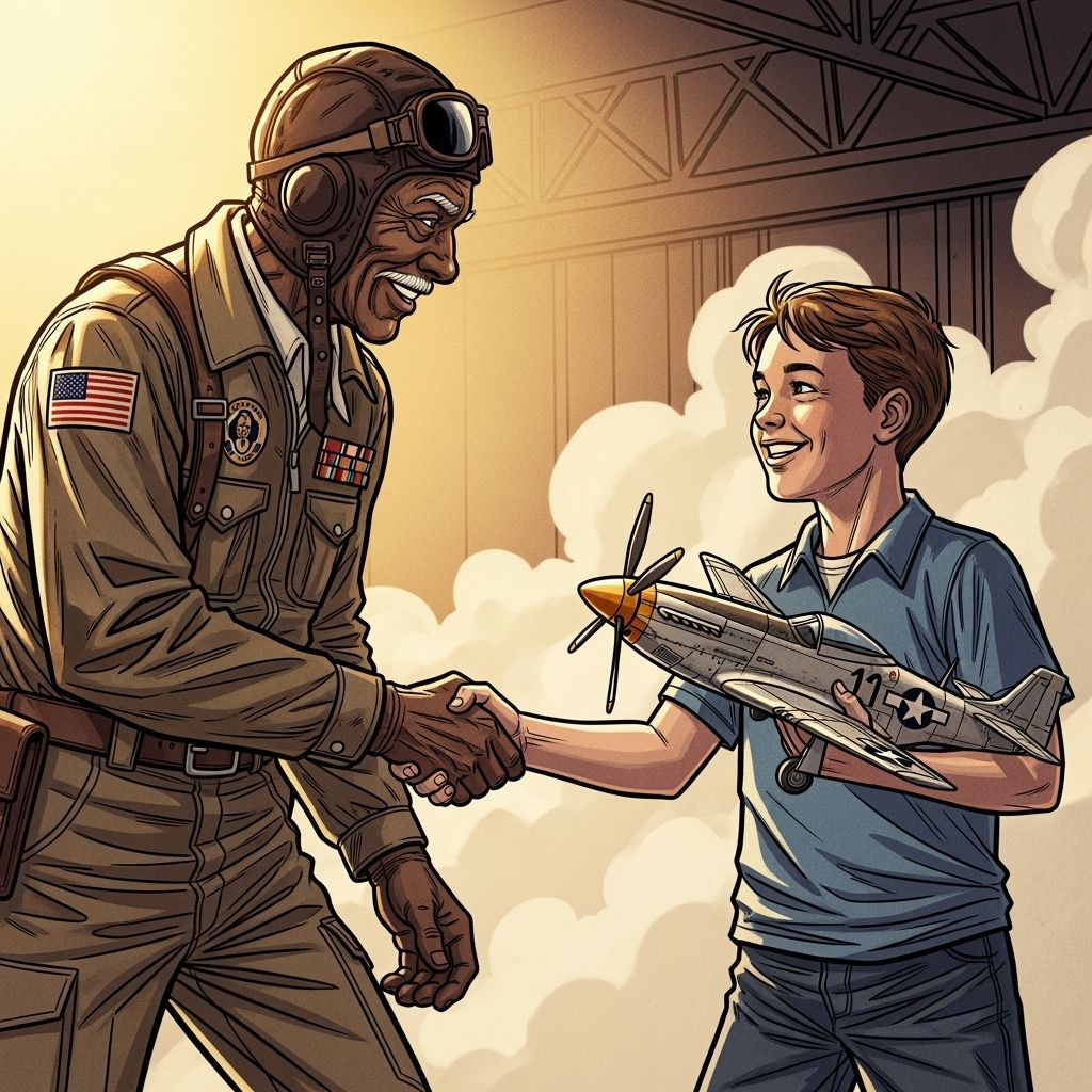 Tuskegee Airman Meets Young Fan in Comic Style