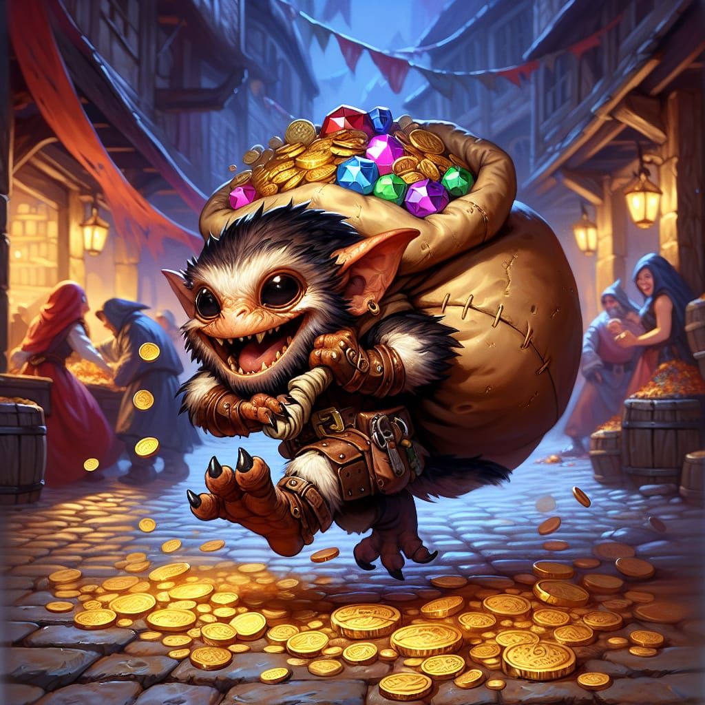 Mischievous Kobold's Heist in Fantasy Marketplace