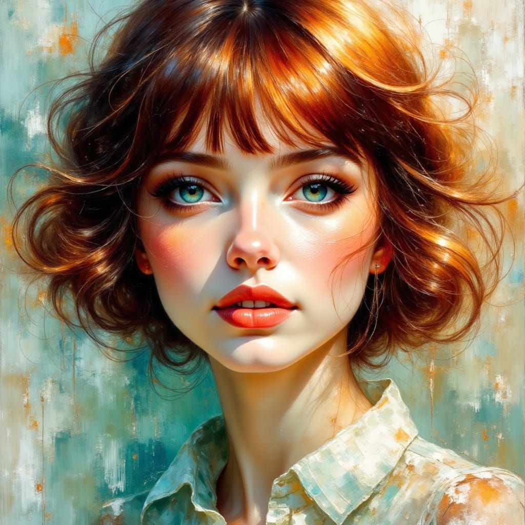 Vogue Model Oil Painting with Magical Filigree Details