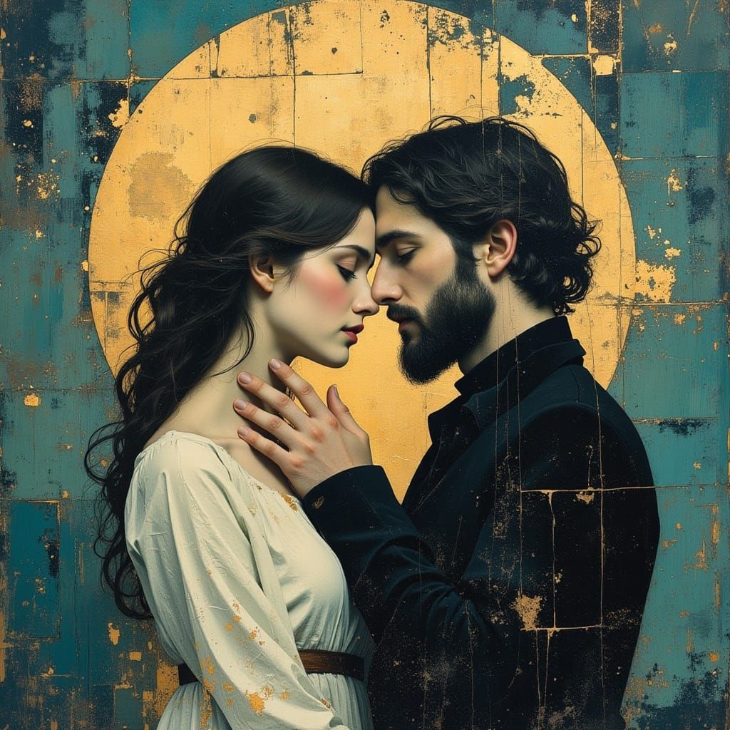 Embracing Couple as Art Nouveau Religious Icon