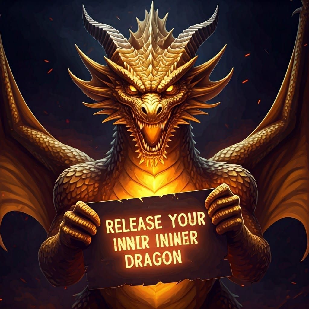 Fiery Golden Dragon Reveals Inner Power