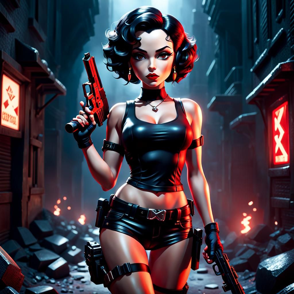 Hyper-Realistic Betty Boop as Lara Croft