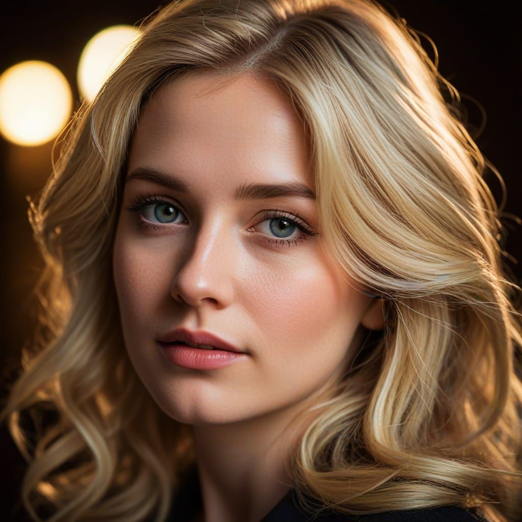 Ethereal Blonde Beauty Locks Eyes with Viewers