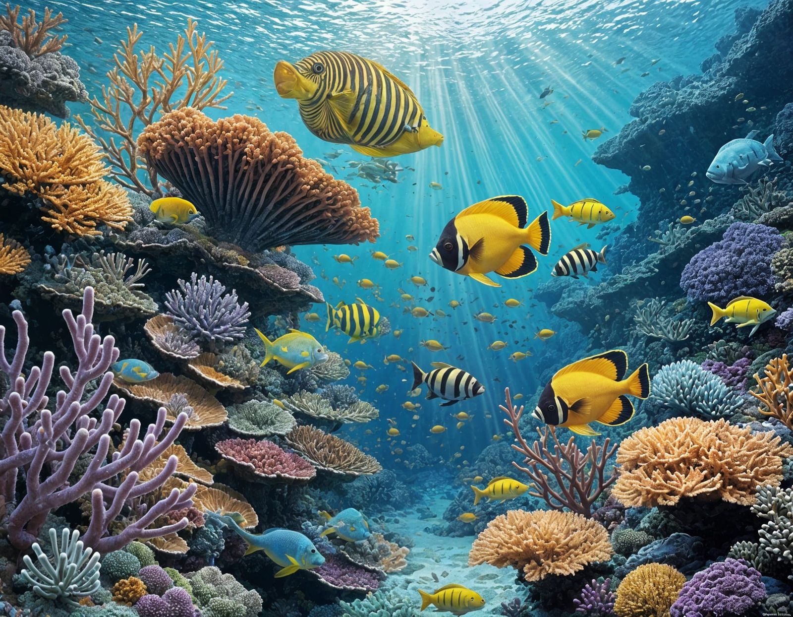 Whimsical Fish in Vibrant Coral Reef Depths