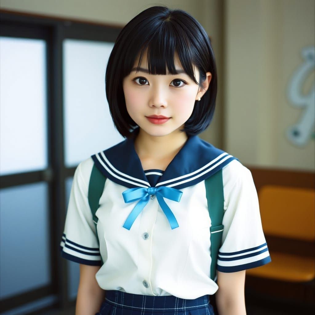 Shirai Hinako in School Uniform - Cinematic Film Still