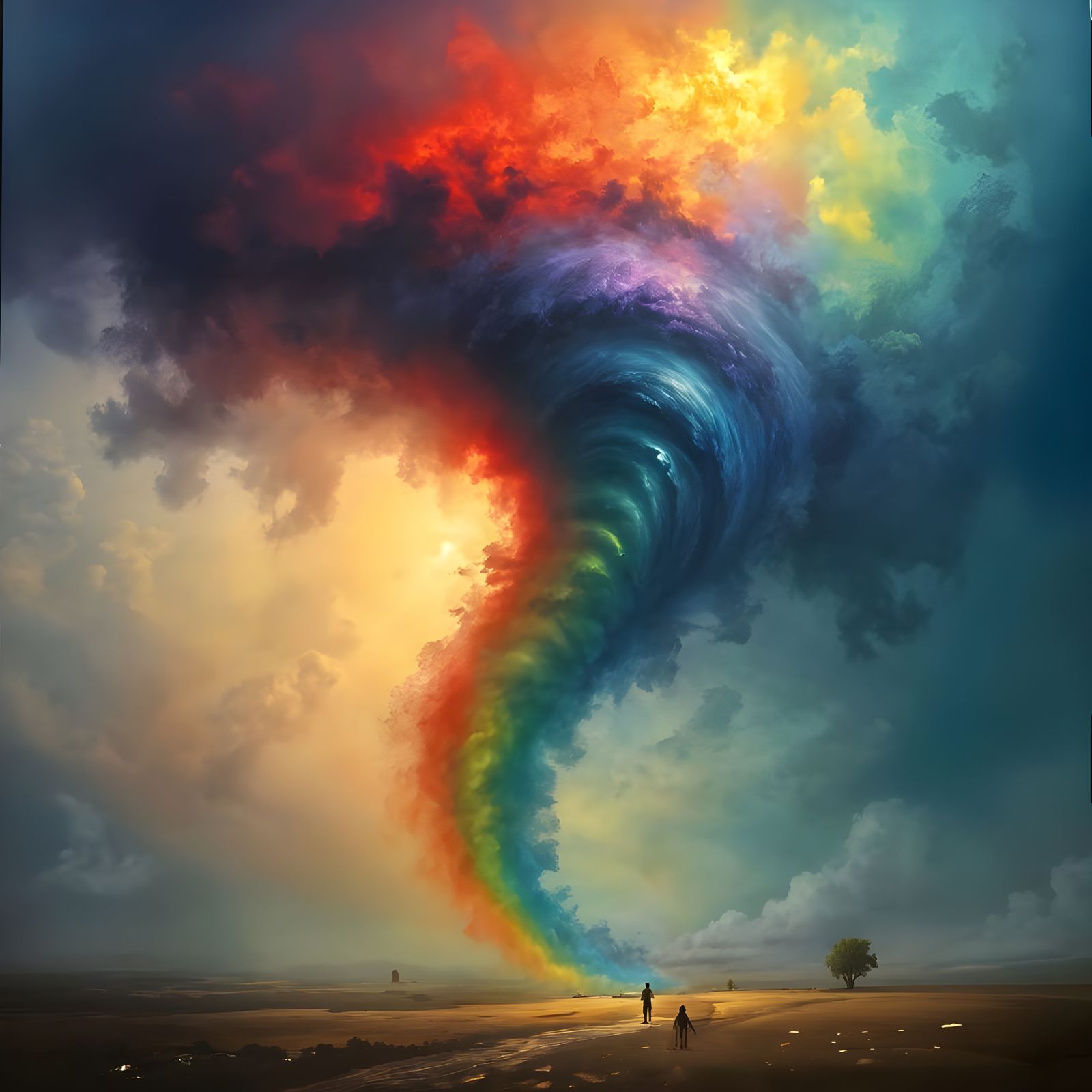 Vibrant Rainbow Swirls in Twisted Tornado