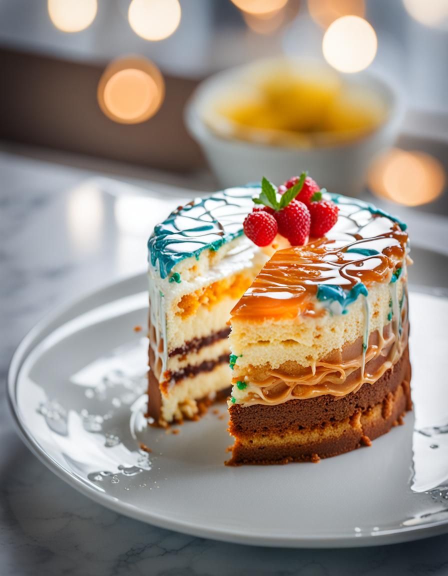 Elegant Glass Cake on Marble Plate, Professional Photography
