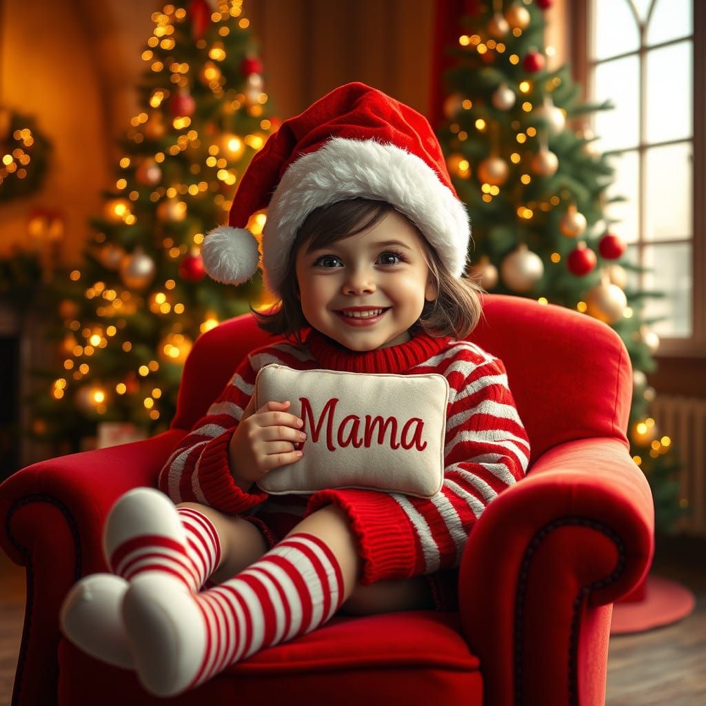 Whimsical Winter Wonderland Girl in Christmas Attire