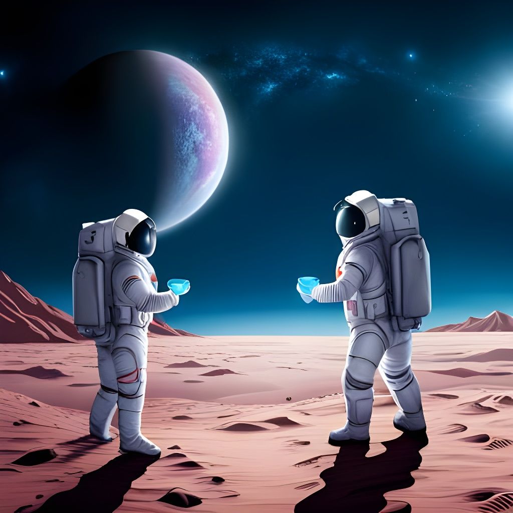 Astronauts' Milky Way Ice Cream Journey: Digital Painting