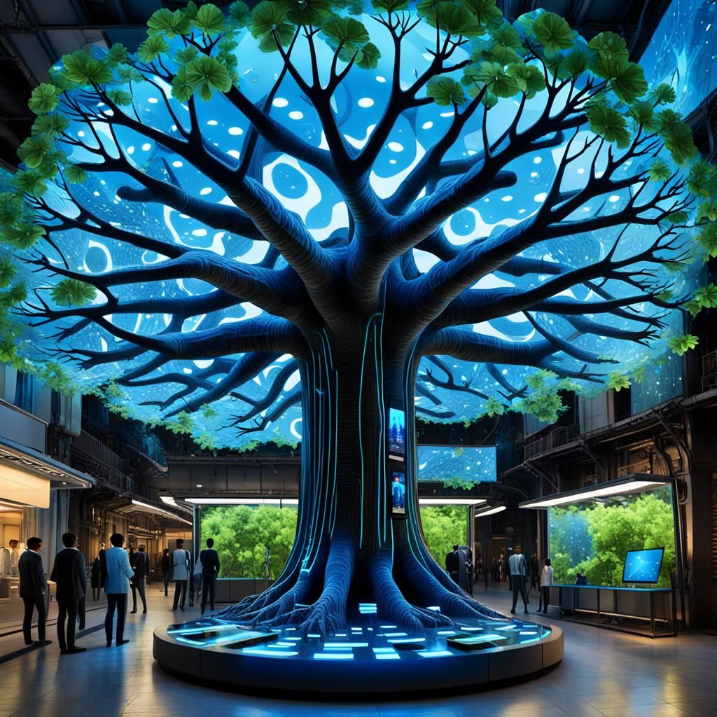 Futuristic Bionic City in Giant Baobab Tree