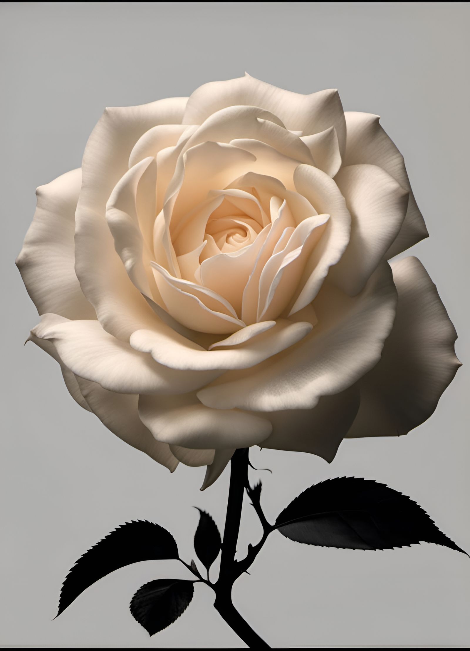 Chiaroscuro Ivory Tea Rose on Black, 8K