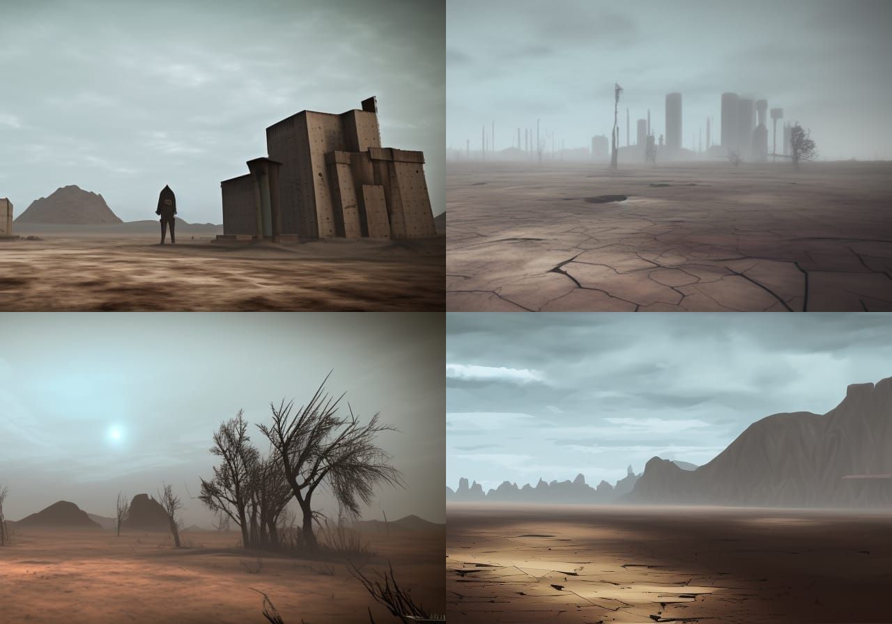 Barren Wasteland Landscape Generated by AI