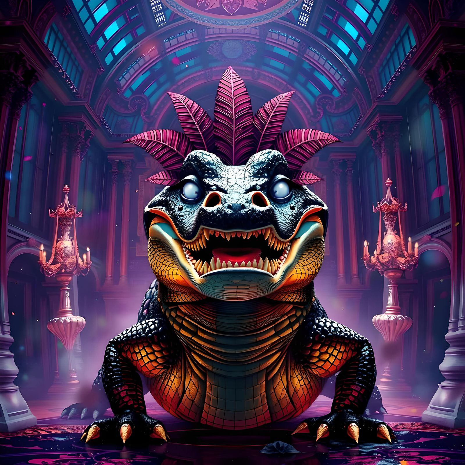 Tropical Masquerade Crocodile in Glassy Palace