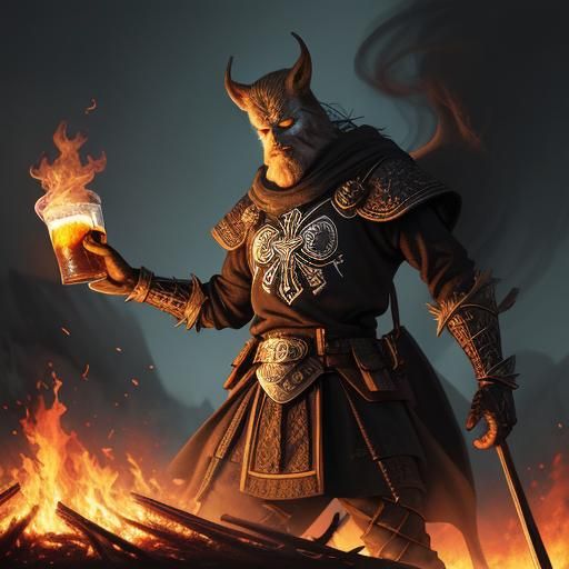 Giant Spider Roasting Marshmallow: Dark Fantasy Illustration