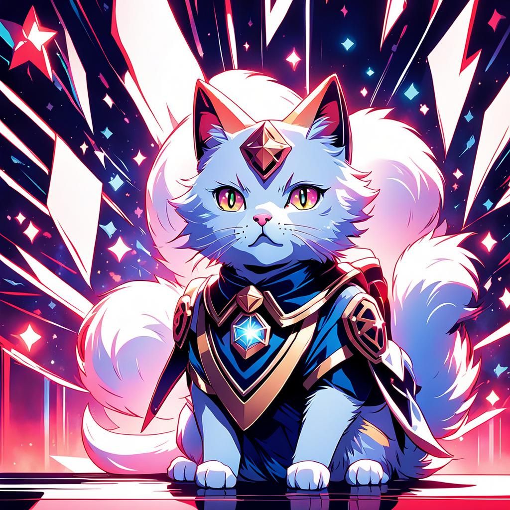 Magical Girl Cat in Anime Style