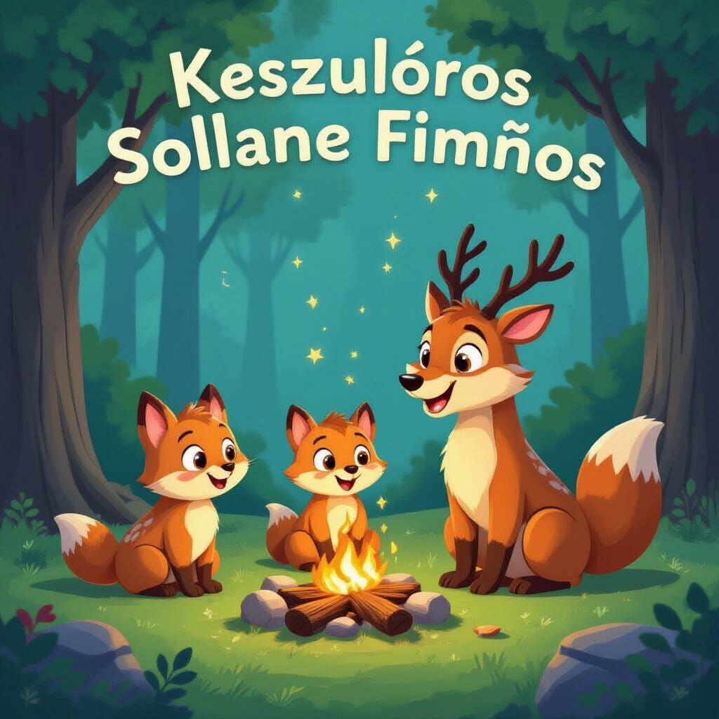 Enchanting Animal Storybook Cover Illustration