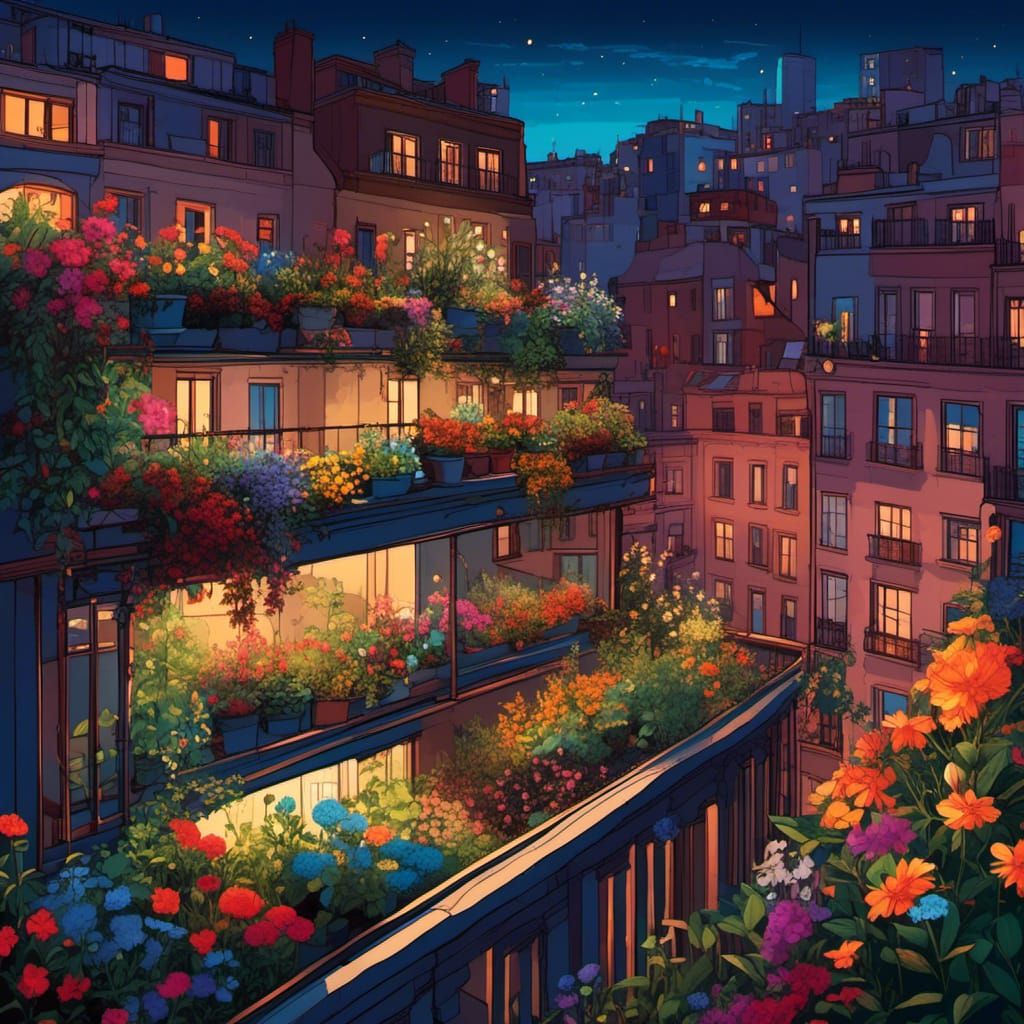 Vibrant Hanging Gardens on City Rooftops