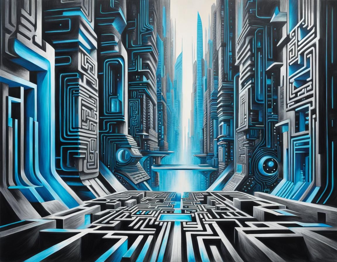 Futuristic Cityscape with Neon and Pastel Hues