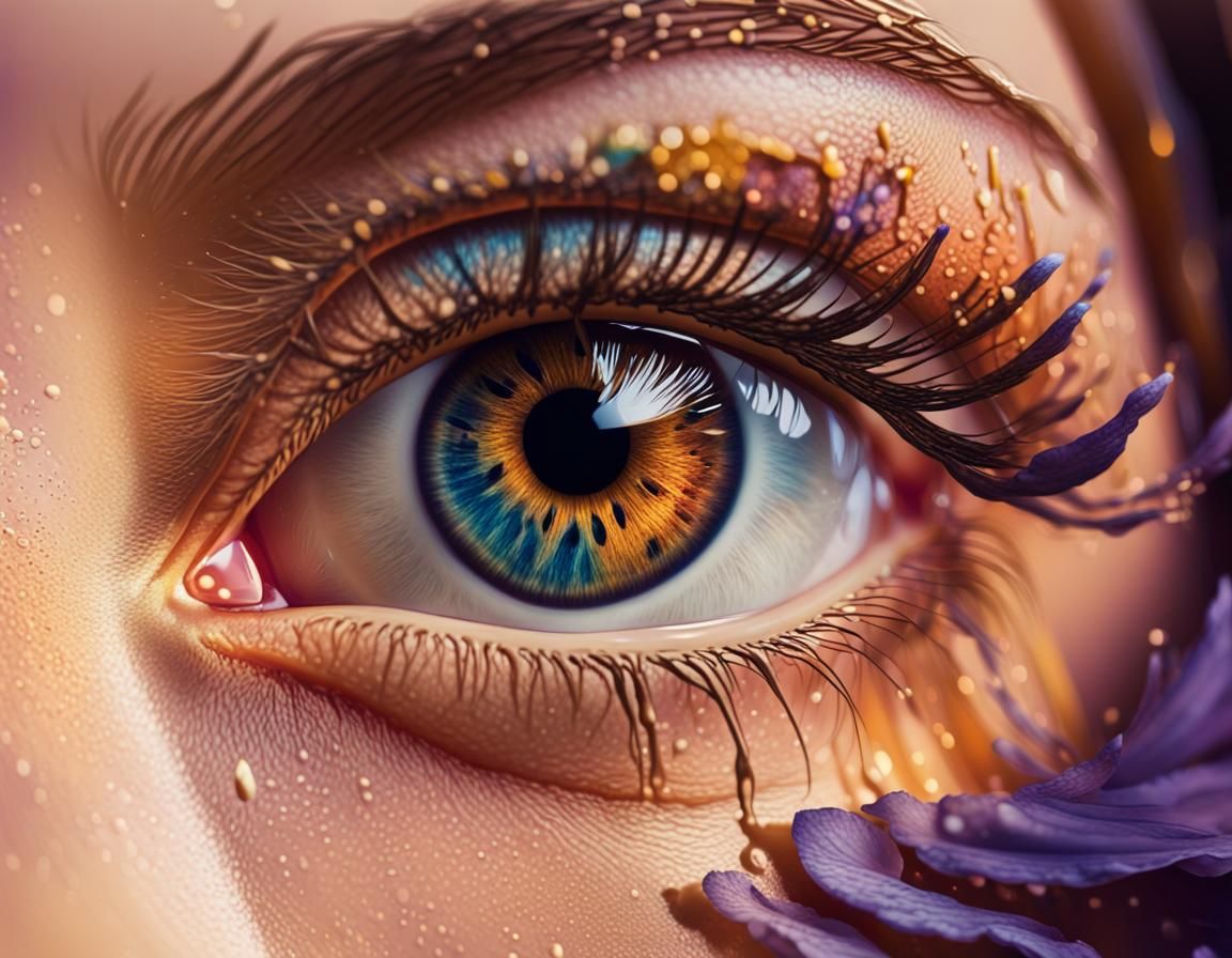 Detailed Eye Close-Up in Splash Art Style