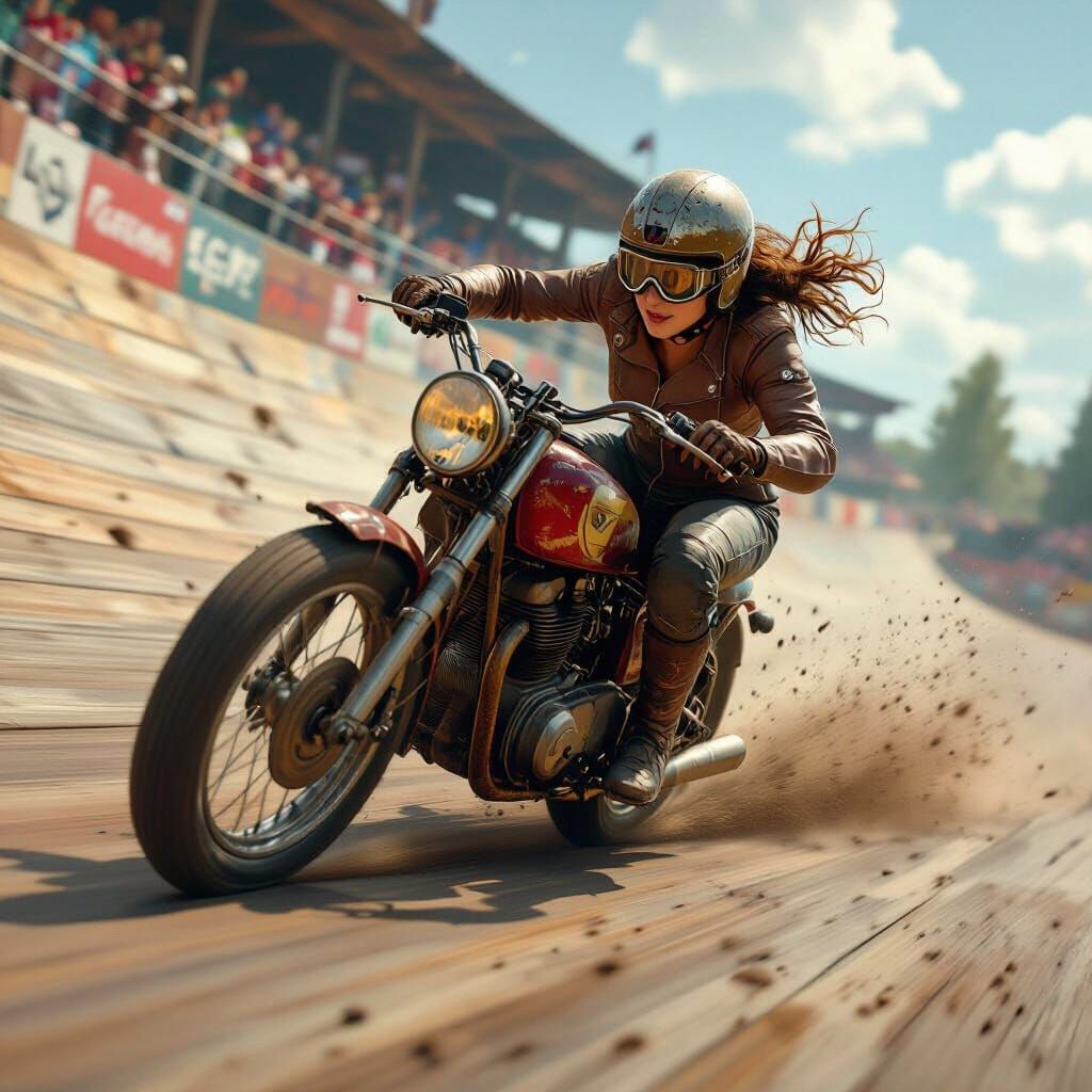 1920s Motorcycle Racer Speeds on Wooden Track