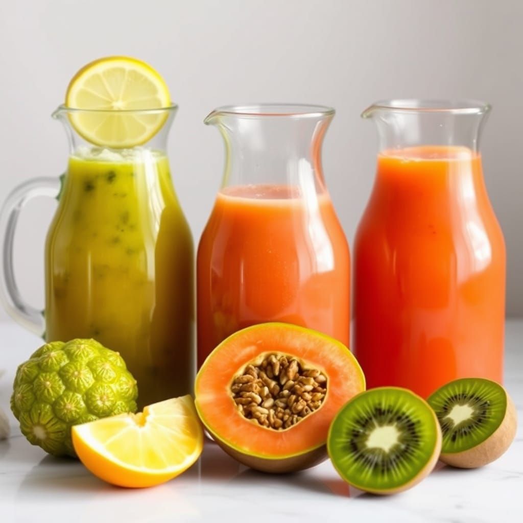 Vibrant Fruit Punches with Granadilla, Papaya, and Kiwi