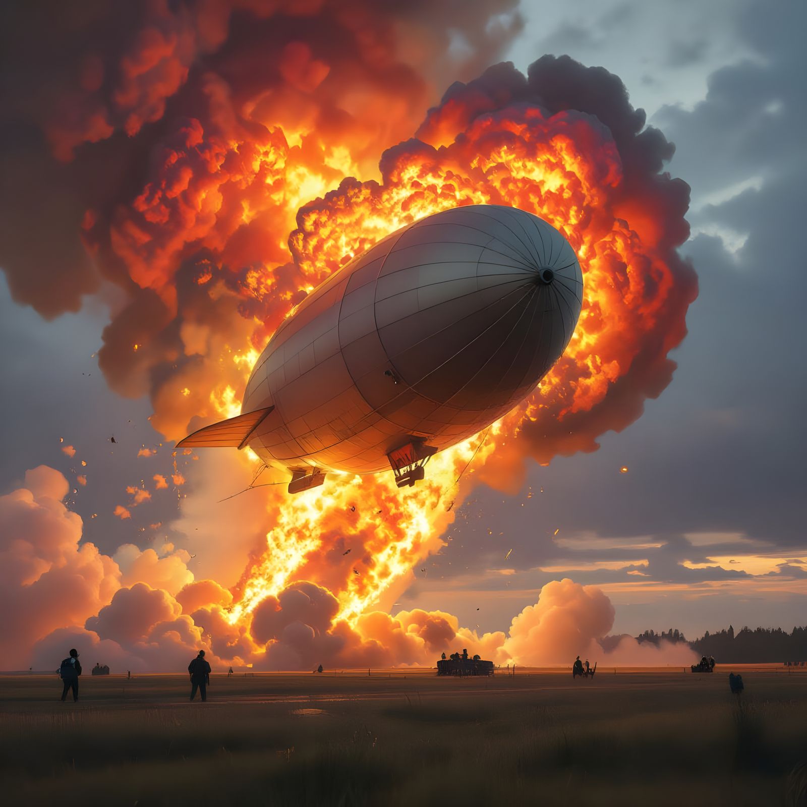 Hindenburg Disaster: Blimp Engulfed in Flames